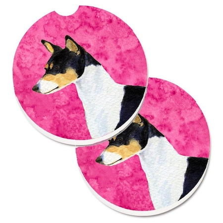 Carolines Treasures Pink Basenji Set of 2 Cup Holder Car Coaster SS4790-PKCARC